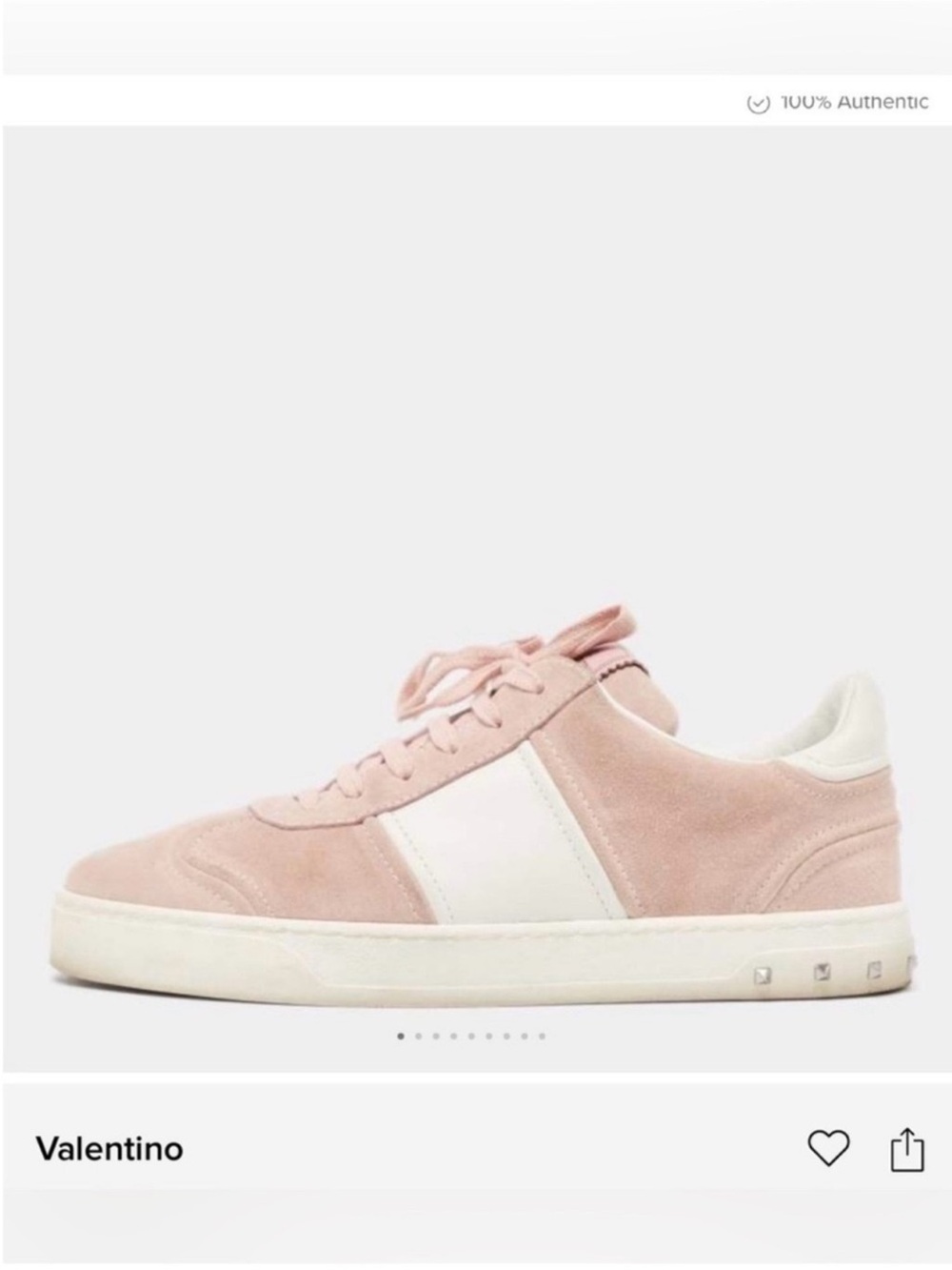 Valentino Garavani Fly Crew Suede Rockstud Lowtop Sneakers Blush Beige 44.5 10.5